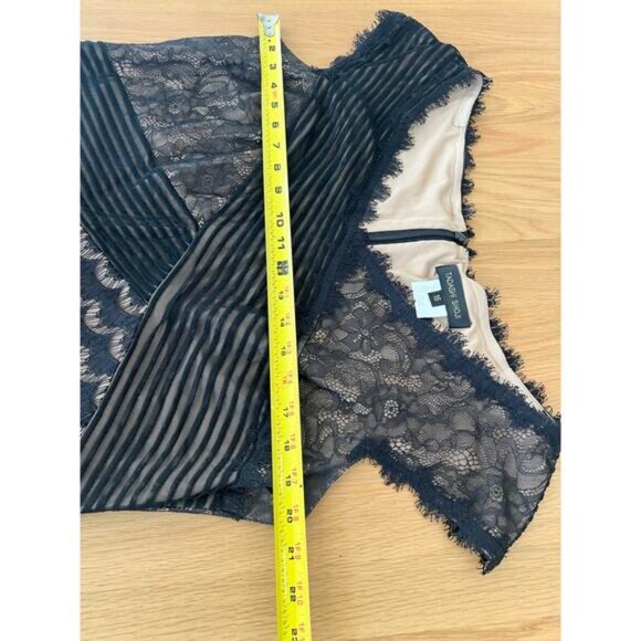 Tadashi Shoji Womens Bodycon Lace Lined Black Evening Dress Cap Sleeve US 16 - Picture 9 of 16